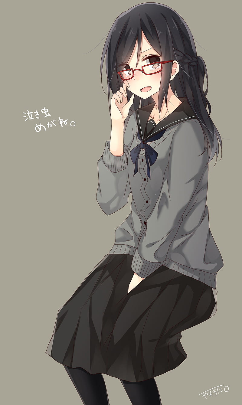 anime girl with long black hair and black eyes