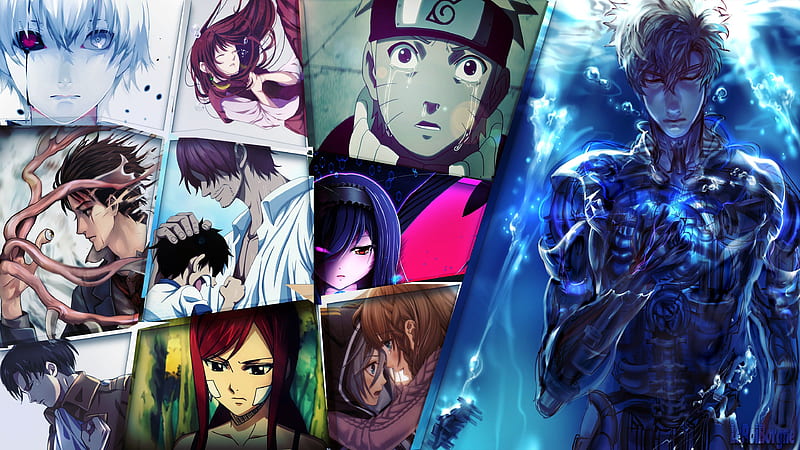 Anime, Naruto, Crossover, One Piece, Monkey D Luffy, Erza Scarlet, Shanks (One Piece), Accel World, Attack On Titan, Levi Ackerman, Ken Kaneki, Tokyo Ghoul, One Punch Man, Izumi Shinichi, Genos (One Punch Man), Amnesia (Anime), Akatsuki No Yona, HD wallpaper