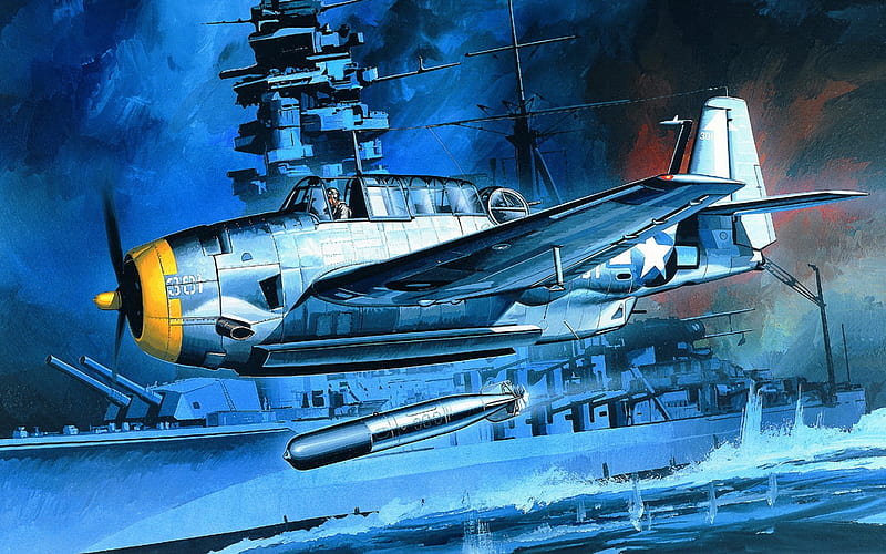 Grumman TBF Avenger, artwork, torpedo bombers, attack aircraft, American Army, US Navy, combat aircraft, US Army, HD wallpaper