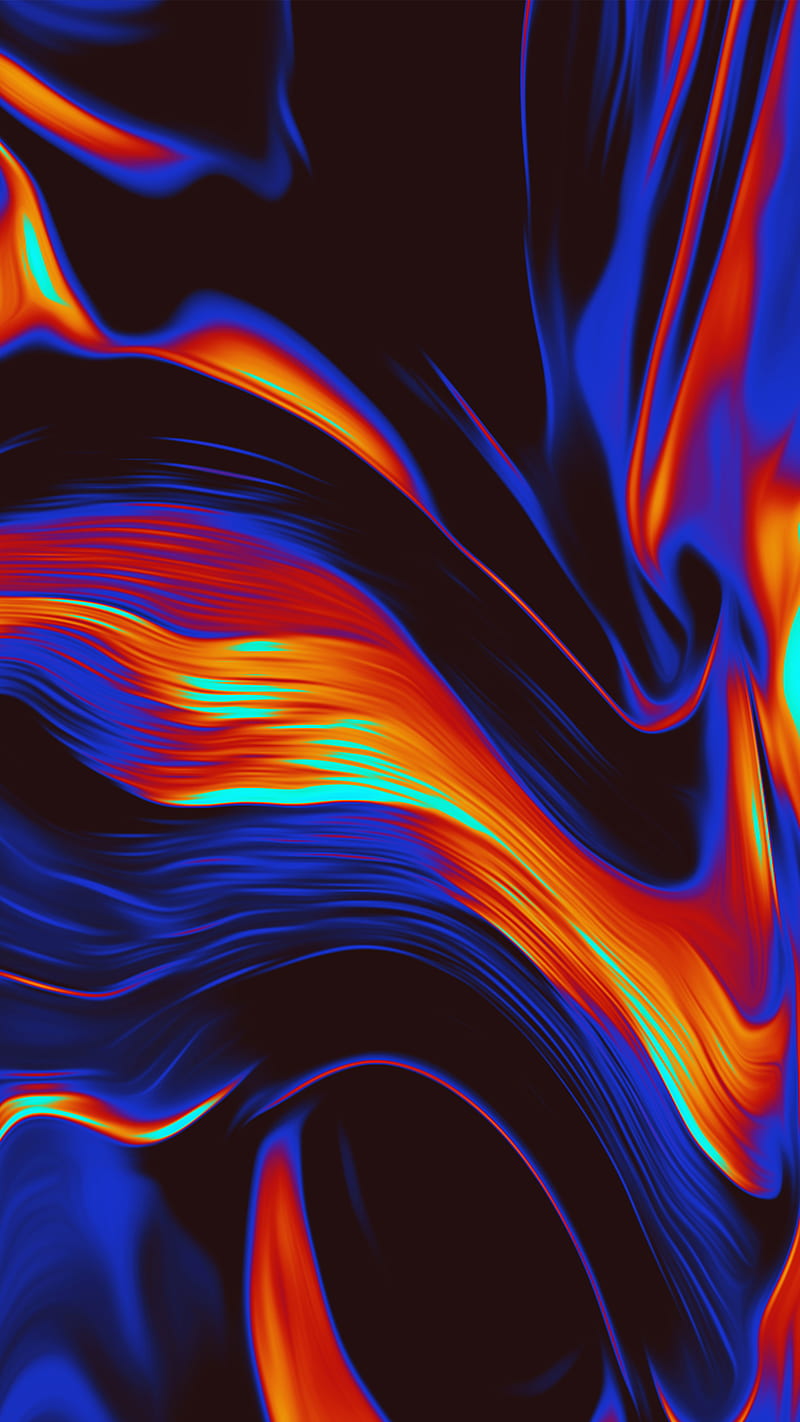 Fluid 10, Dorian, abstract, abstraction, aesthetic, black, blue, colorful, digital, graphic, orange, painting, psicodelia, trippy, vaporwave, HD phone wallpaper