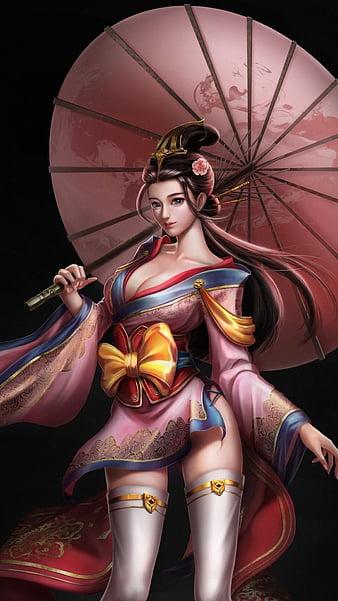 Japanese Girl Animation, digital art, art work, artist, umbrella, asian girl,  HD phone wallpaper | Peakpx