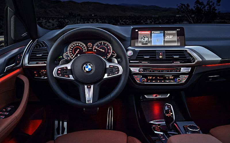 interior, BMW X3 2018 cars, dashboard, german cars, BMW, HD wallpaper