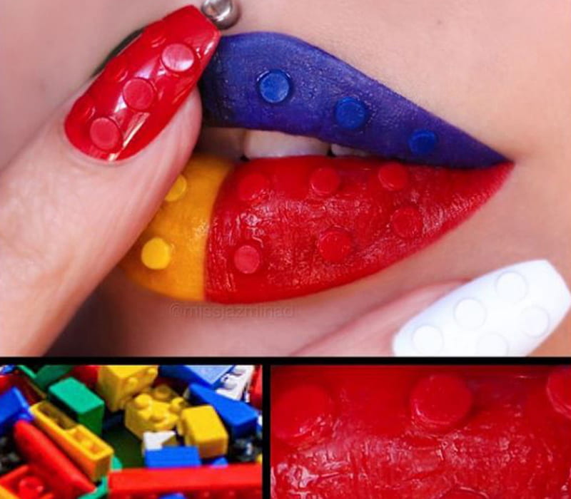 Lego Lip Art, Nails, Lego, Red, Toys, Lips, White, Colors, Blue, HD wallpaper