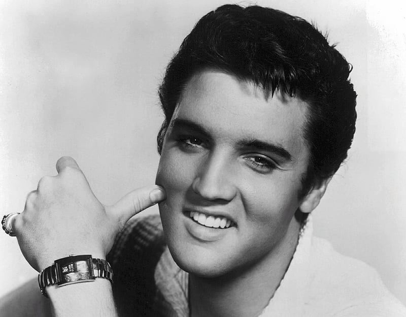 Elvis Presley, black, man, smile, singer, bw, hand, face, white, actor, HD wallpaper