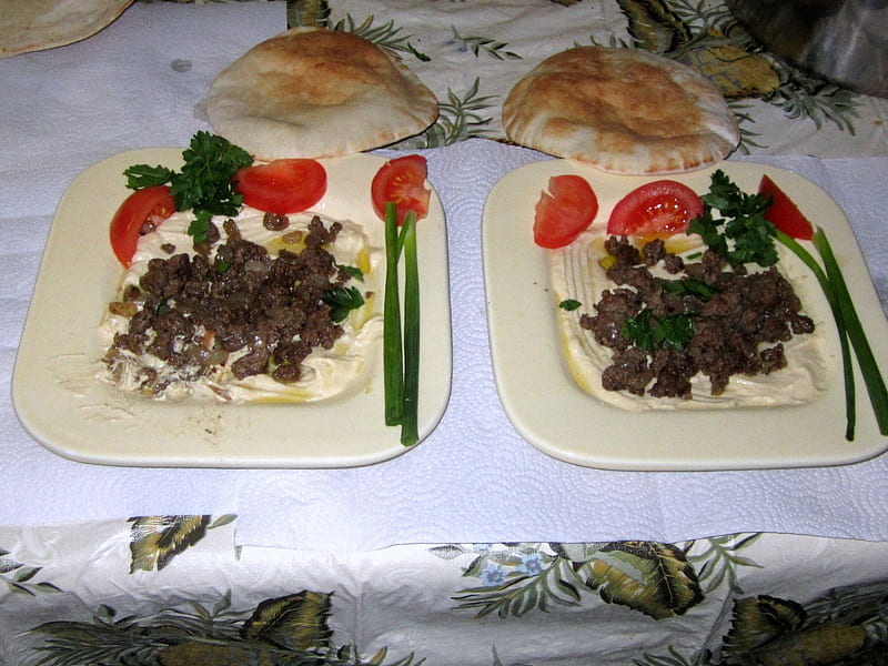 Hummos for two, Chic peas, olive oil, meat, tahhini, lemon, HD wallpaper