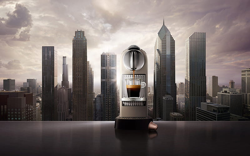 Espresso Coffee Machine Advertising Design, HD wallpaper