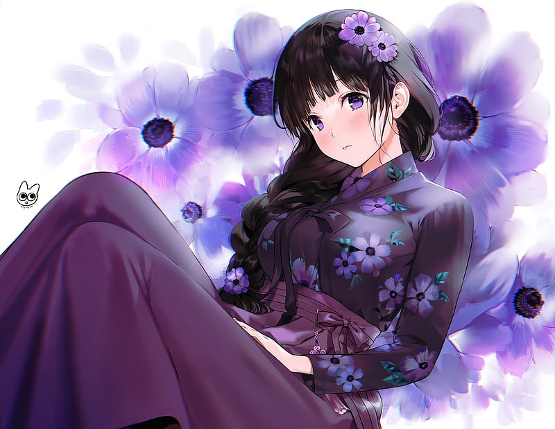Anime Girl Black Hair Purple Eyes Telegraph
