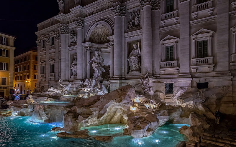 Rome, Trevi Fountain, Italy, Rome landmarks, HD wallpaper