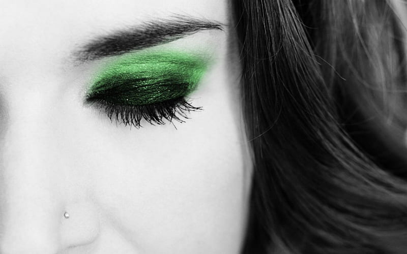 Eye makeup, lashes, woman, green, eye, HD wallpaper