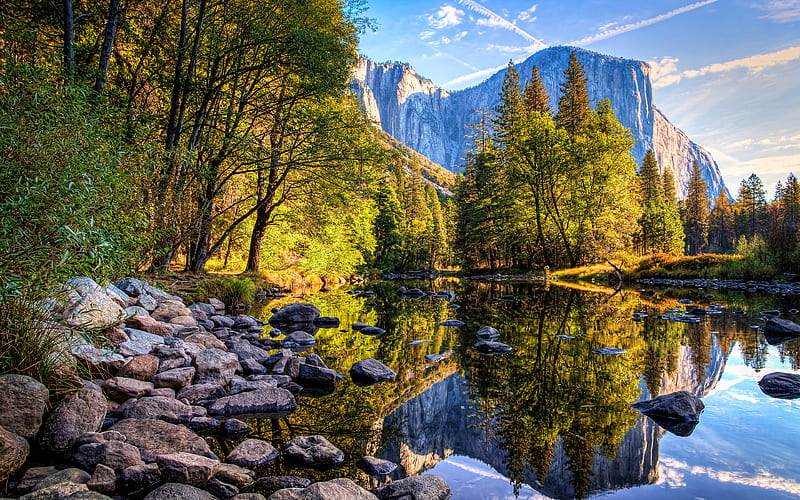 Yosemite National Park, mountains, river, autumn, California, America, USA, beautiful nature, HD wallpaper