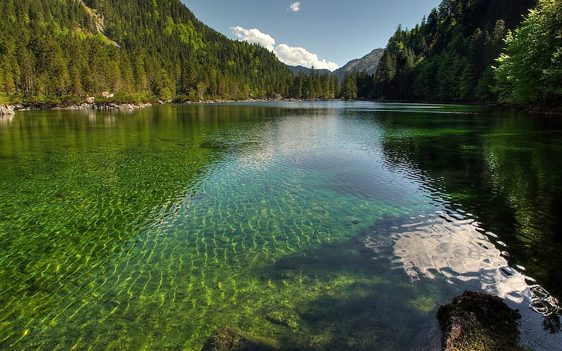 mountain lake, water, mountains, landscape, HD wallpaper