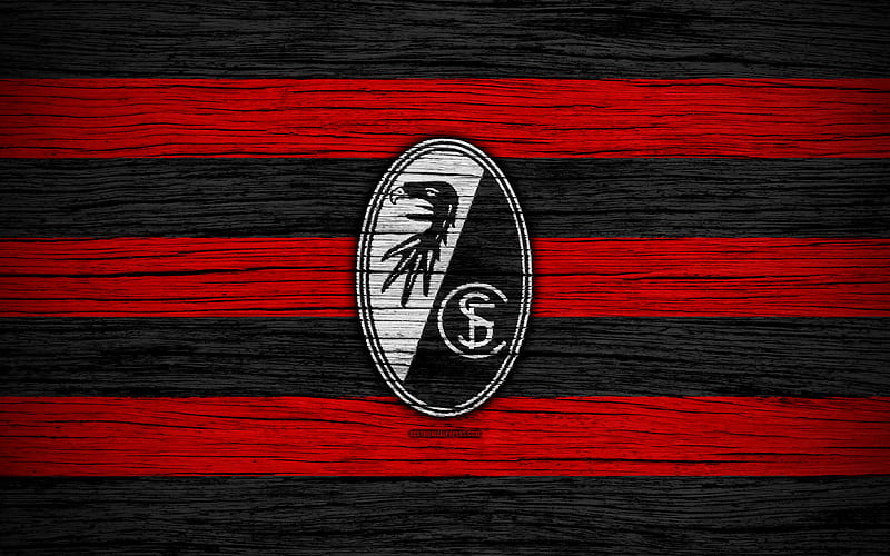 Freiburg Bundesliga, logo, Germany, wooden texture, FC Freiburg, soccer, football, Freiburg FC, HD wallpaper