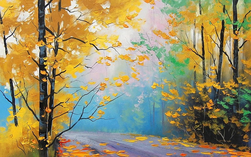 Fall, oil painting, forest, autumn, wonderful, HD wallpaper | Peakpx