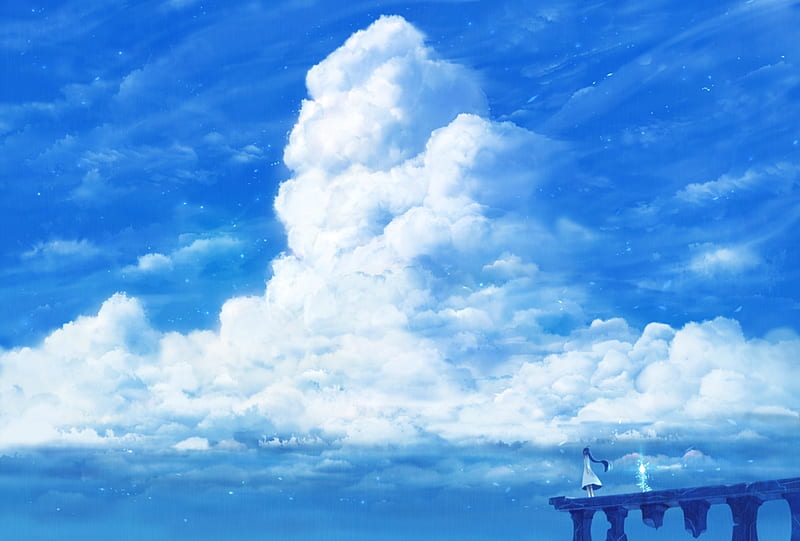 White Clouds Blue Sky Building Aetna Anime Background HD Anime Background  Wallpapers, HD Wallpapers