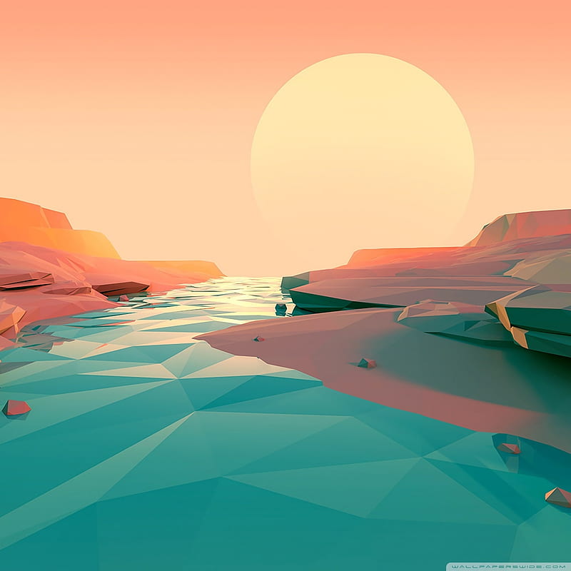 Low Poly River Landscape Design Ultra Background for : & UltraWide & Laptop : Multi Display, Dual & Triple Monitor : Tablet : Smartphone, HD phone wallpaper