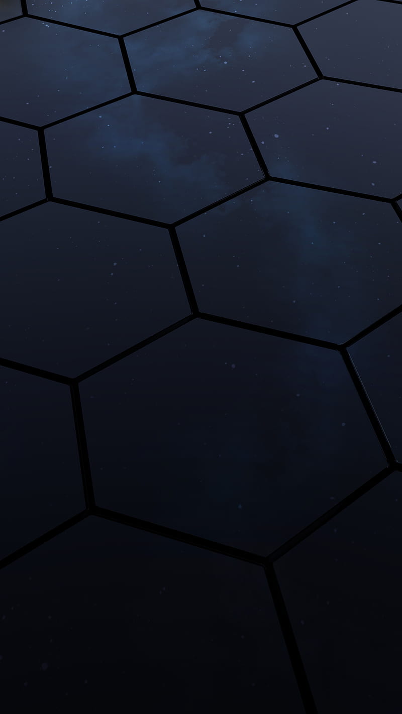 Black Hex Universe, cosmos, dark, hexagonal, oled, space, star, trek, HD phone wallpaper