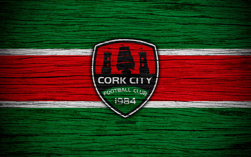 Cork City FC Ireland Premier Division, soccer, Ireland, football club, Irish Premier League, Cork City, IPD, wooden texture, FC Cork City, HD wallpaper