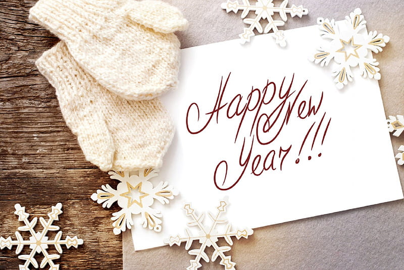 Happy New Year , mittens, snowflake, holidays, graphy, snowflakes, new year, happy new year, HD wallpaper
