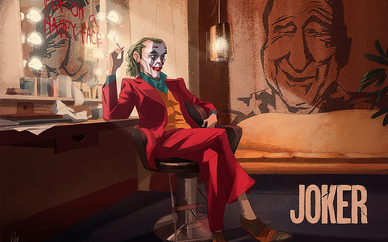 Joker, grunge art supervillain, creative, dressing room, Joker, HD wallpaper