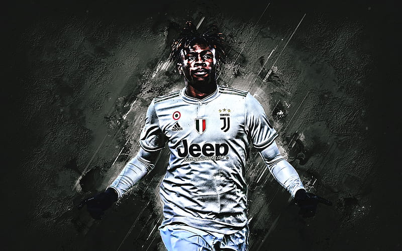 Moise Kean, Juventus FC, Italian football player, striker, portrait, white stone background, Serie A, Italy, Juve, football, HD wallpaper