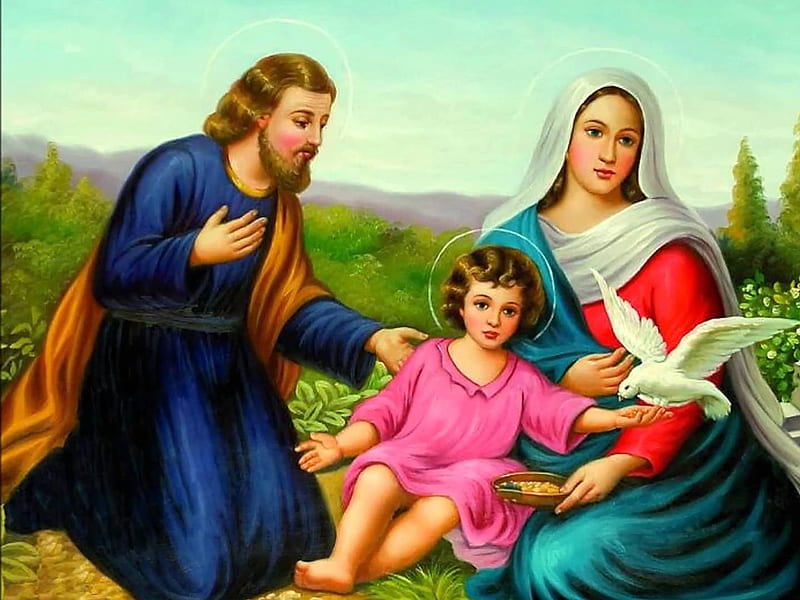 Holy family, christ, family, jesus, joseph, virgin, mary, HD wallpaper