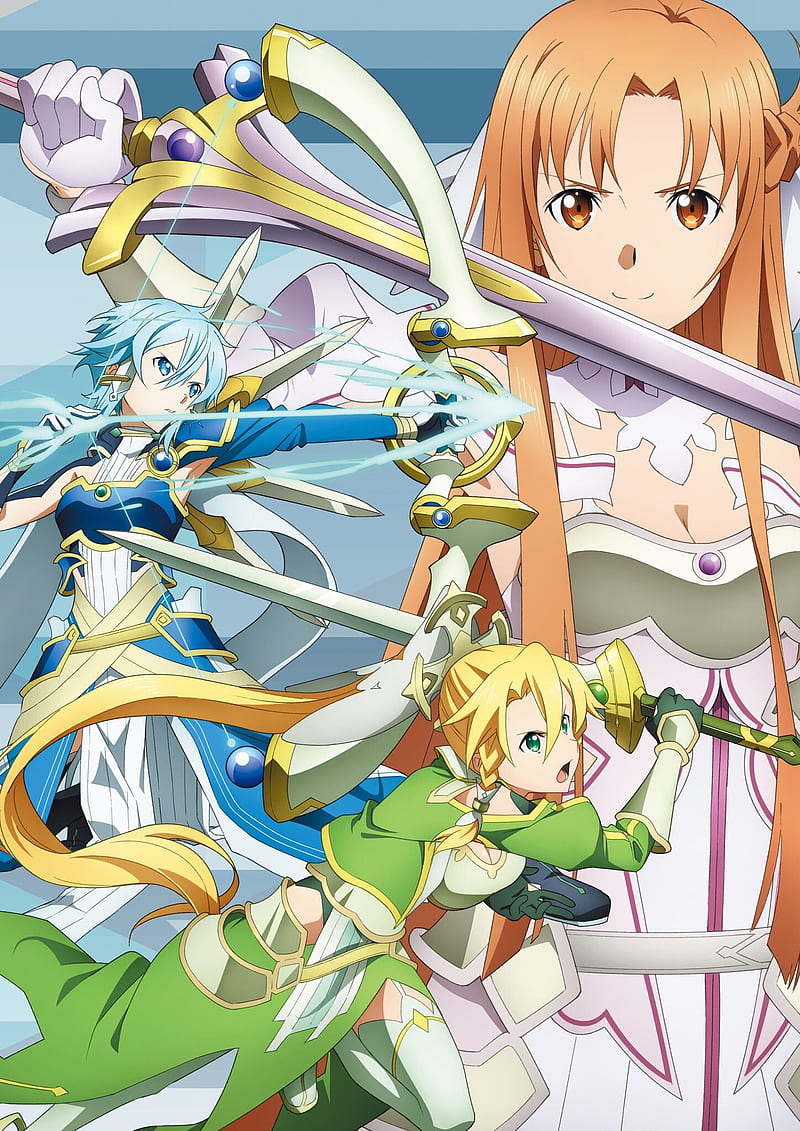 anime girls, Kirigaya Suguha, Sword Art Online, Asada Shino, Yuuki Asuna, HD phone wallpaper