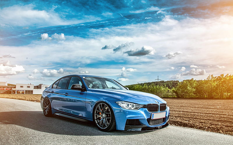 BMW 3, Blue, german cars, tuning BMW, 335i, stance, f30, BMW, HD wallpaper