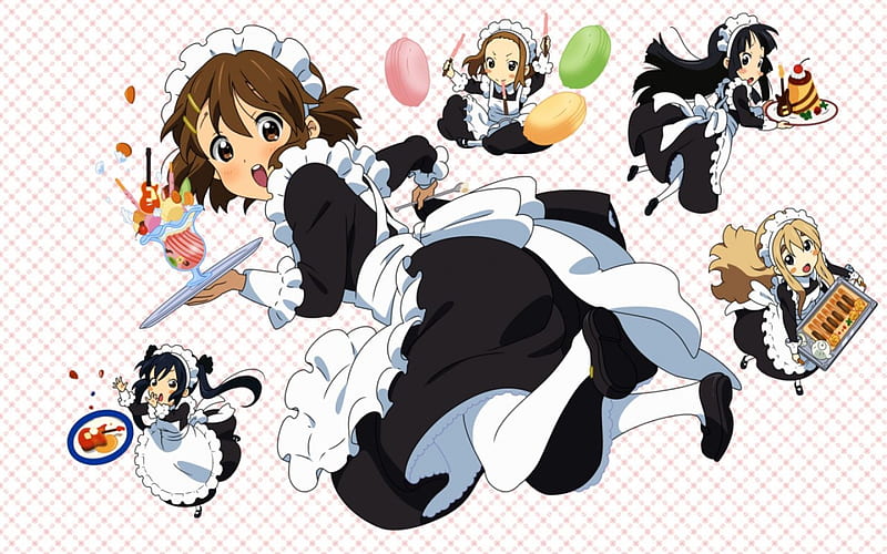 K-ON! Maids, K-ON, Tsumugi, Azusa, Mio, Anime, Anime Maids, Anime Girls, Yui, Maids, Mugi, Ritsu, Anime Rockers, HD wallpaper