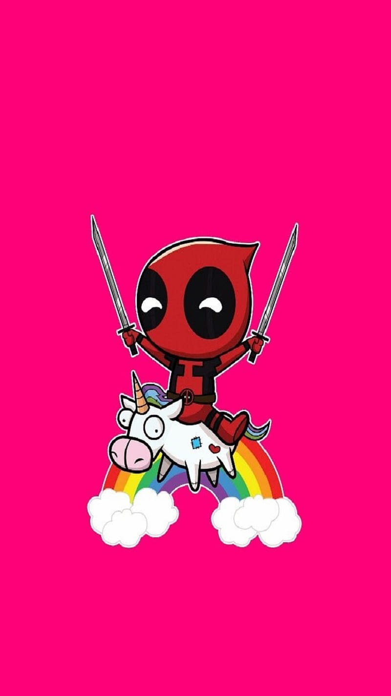 Deadpool unicorn4, deadpool, dead pool, dead, pool, pink, red, black, unicorn, fecklessabandon, feckless, HD phone wallpaper