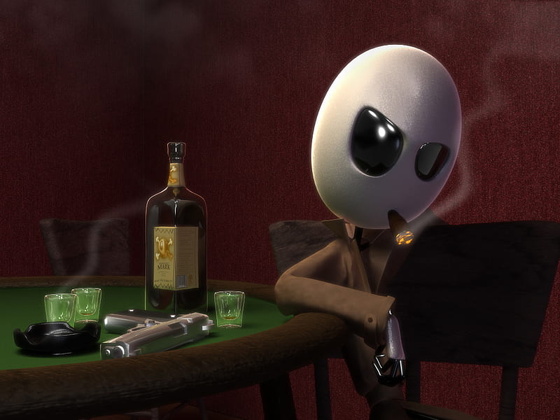 Mobster Stick Man, alcohol, 3d, stick man, funny, abstract, smoke, mobster, HD wallpaper