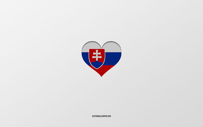 I Love Slovakia, European countries, Slovakia, gray background, Slovakia flag heart, favorite country, Love Slovakia, HD wallpaper