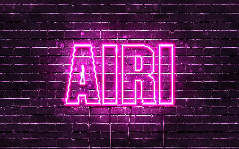Airi with names, female names, Airi name, purple neon lights, Happy Birtay Airi, popular japanese female names, with Airi name, HD wallpaper