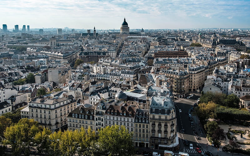 Paris, morning, cityscape, capital of France, aerial view, streets, France, HD wallpaper