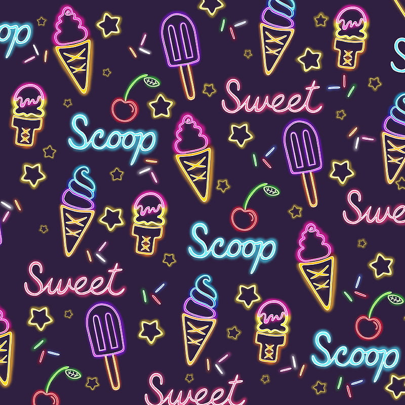 ice cream, patterns, pattern, neon, sweet, HD phone wallpaper