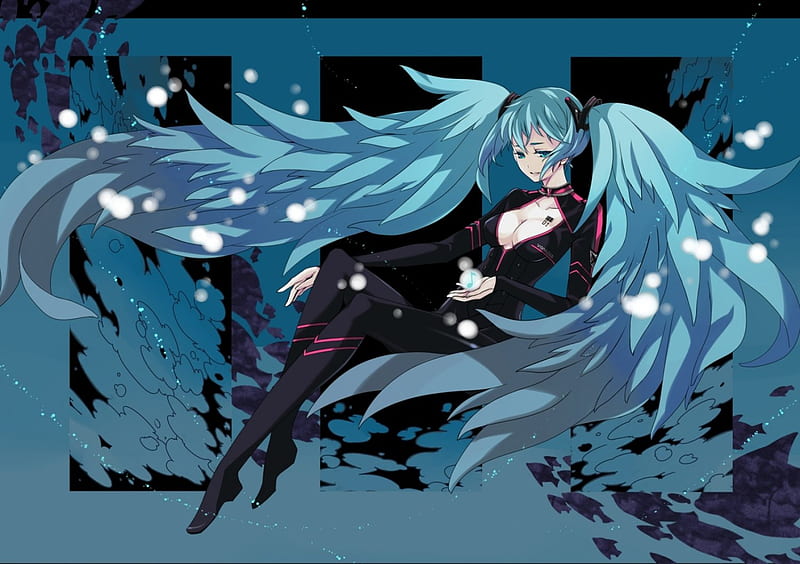 ~Hatsune Miku~, vocaloid, jumpsuit, blue hair, hatsune miku, anime, long hair, HD wallpaper