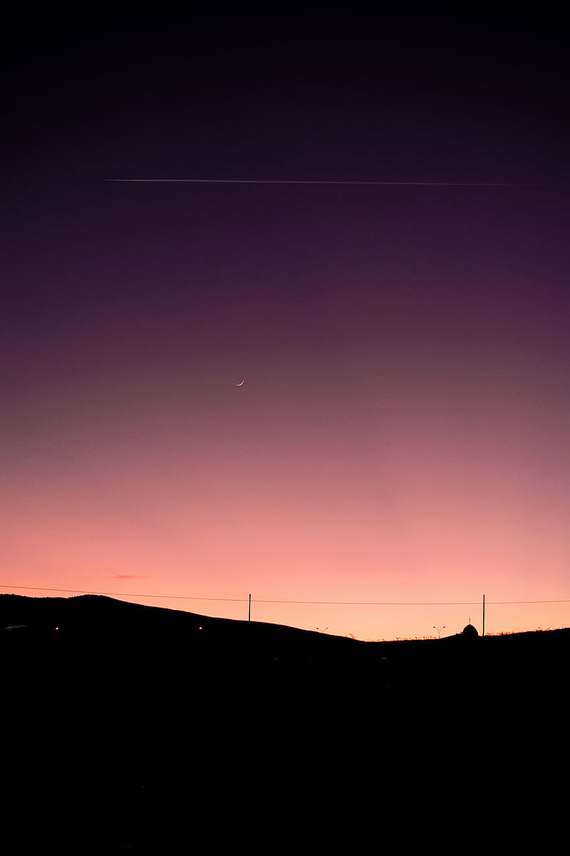 Sunset 1, color, dawn, edge, galaxy, moon, graph, plane, purple, theme, HD phone wallpaper