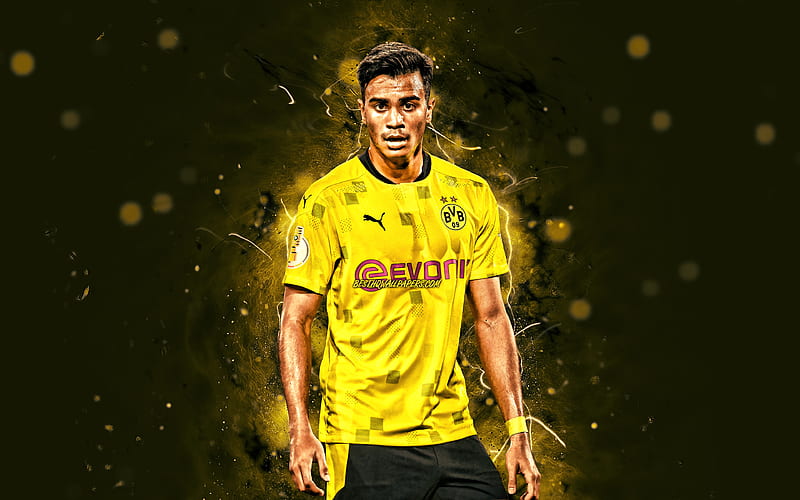 Reinier, 2020 brazilian footballers, Borussia Dortmund FC, soccer, BVB, Bundesliga, Reinier Jesus Carvalho, football, Reinier , yellow neon lights, Reinier BVB, HD wallpaper