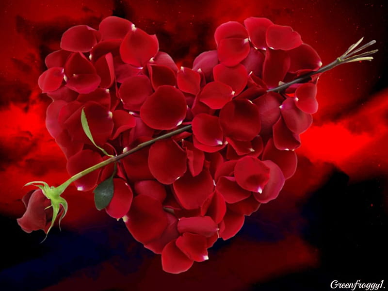 ROSE PETAL HEART, PETAL, ROSE, RED, HEART, HD wallpaper | Peakpx