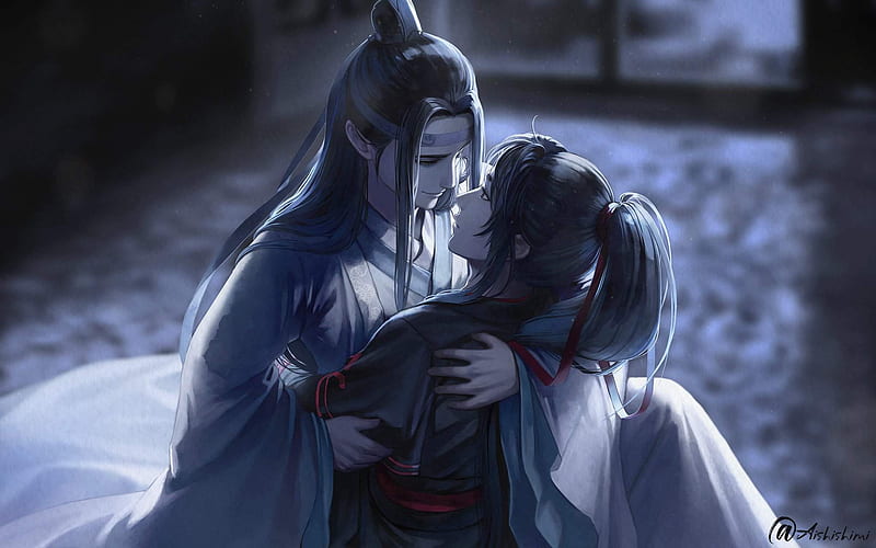 Anime, Mo Dao Zu Shi, Kiss, Lan Wangji, Lan Zhan, Wei Wuxian, Wei Ying, HD  wallpaper