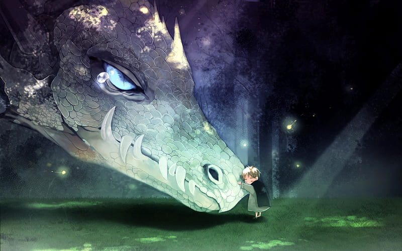 1920x1091 / art, lovely, drass, dragon, cute, tree, boy, dragon egg,  friendship, anime, field - Coolwallpapers.me!