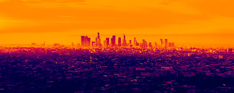 LA Cityscape in Infrared, HD wallpaper