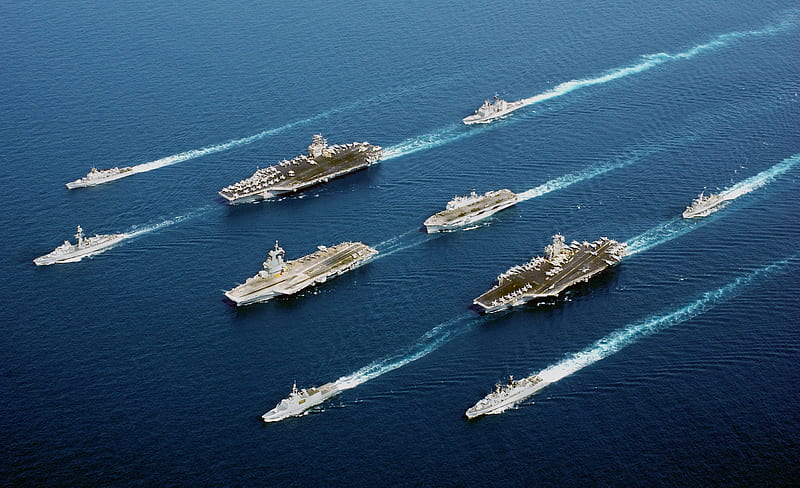 Naval Fleet, ships, naval, water, fleet, blue, HD wallpaper
