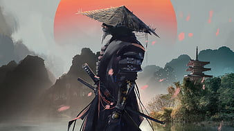 Samurai After Day, samurai, warrior, artist, artwork, digital-art, artstation, HD wallpaper