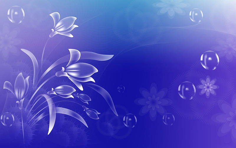 Vector Art flowers background . jpg, neon, flowers, clear, blue, HD wallpaper