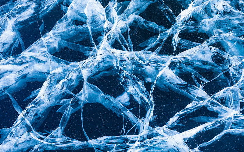 cracked ice texture, winter texture, frozen water texture, ice texture, blue water background with cracks, ice background, ice cracked texture, HD wallpaper