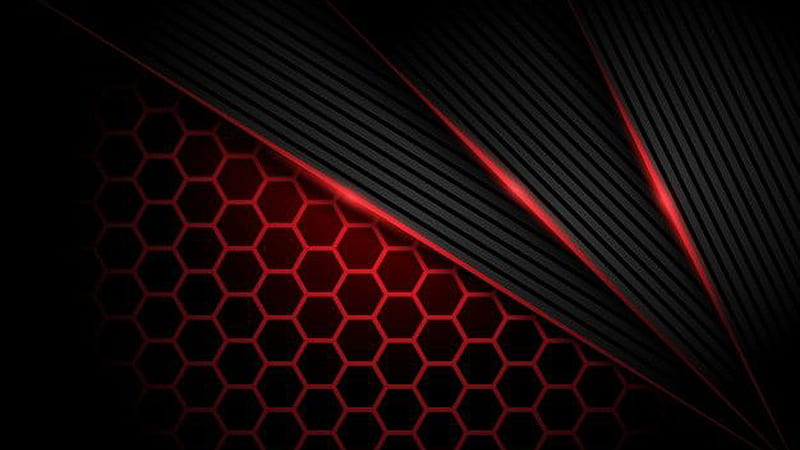 Red Hexagons Black Lines Red And Black Aesthetic, HD wallpaper | Peakpx