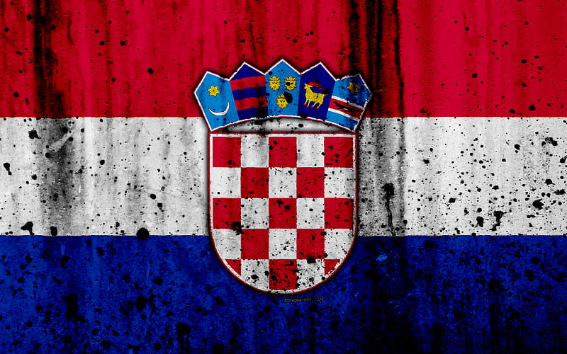 Croatian flag grunge, flag of Croatia, Europe, Croatia, national symbolism, coat of arms of Croatia, Croatian coat of arms, HD wallpaper