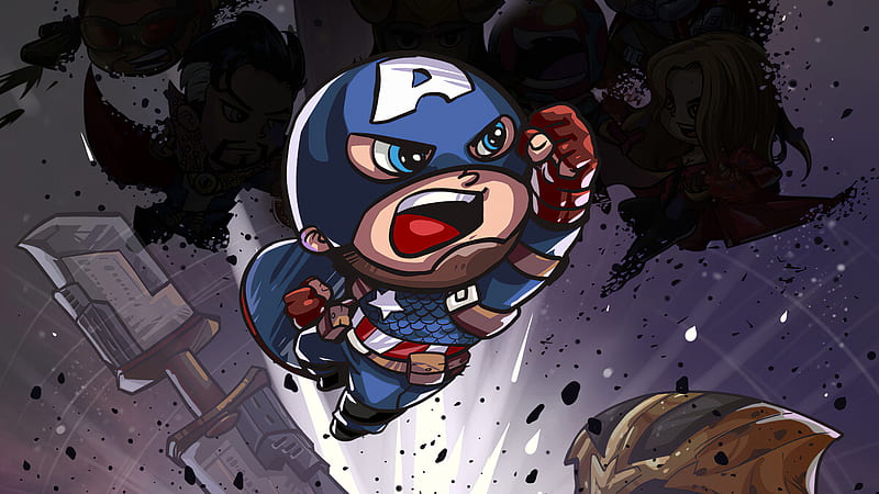 Captain America Little Art, captain-america, superheroes, artwork, artstation, HD wallpaper