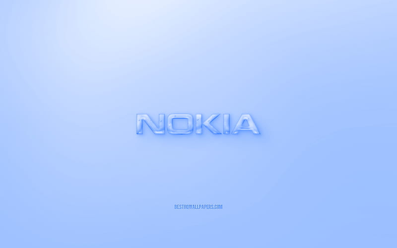Nokia 3D logo, blue background, Blue Nokia jelly logo, Nokia emblem, creative 3D art, Nokia, HD wallpaper