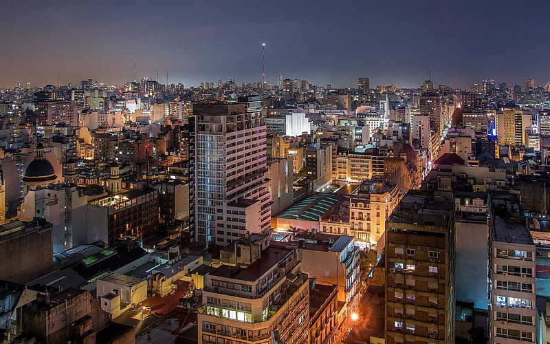 Buenos Aires, night, urban landscape, Argentina, HD wallpaper